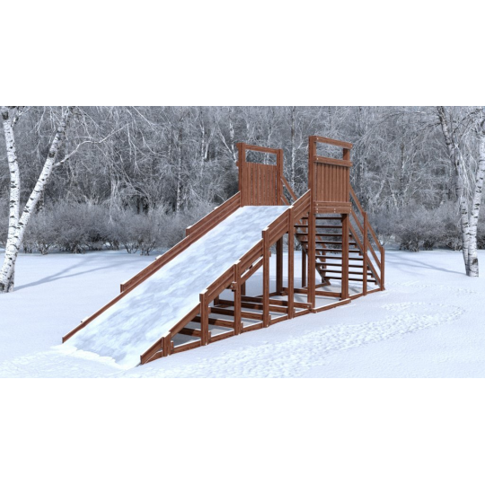 Зимняя деревянная горка CustWood Winter W4 (лестница сзади,скат 4 м)