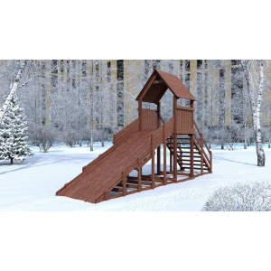 Зимняя деревянная горка ForestKids Winter WF4 с крышей (лестница сзади,скат 4 м)