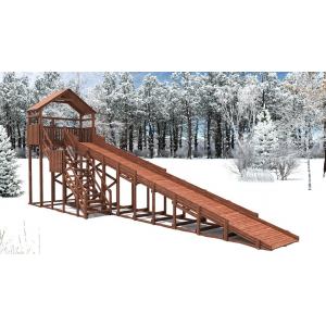 Зимняя деревянная горка ForestKids Winter WF10 с крышей (лестница сбоку, скат 10 м)