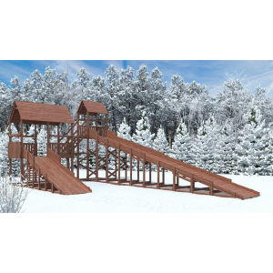 Зимняя деревянная горка ForestKids Winter W11 с крышей (2 ската - 10 м и 4,3 м)