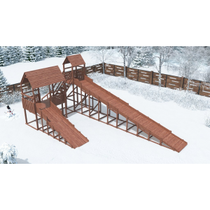 Зимняя деревянная горка ForestKids Winter W12 с крышей (2 ската - 12 м и 6 м)