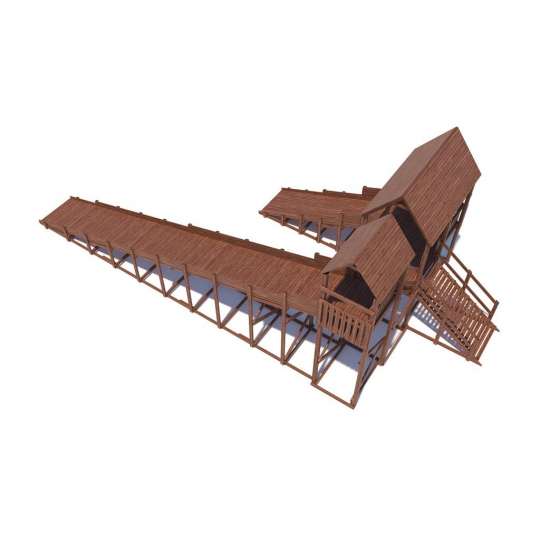 Зимняя деревянная горка CustWood Winter W12 с крышей (2 ската - 12 м и 6 м)