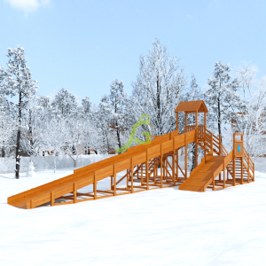 Зимняя деревянная горка IgraGrad "Snow Fox 12 м" с двумя скатами (две лестницы)