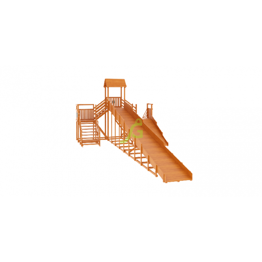 Зимняя деревянная горка IgraGrad "Snow Fox 12 м" с двумя скатами (две лестницы)