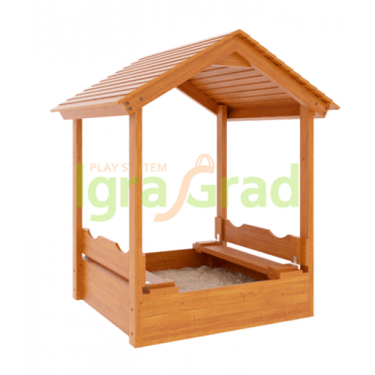Детская деревянная песочница с крышей IgraGrad