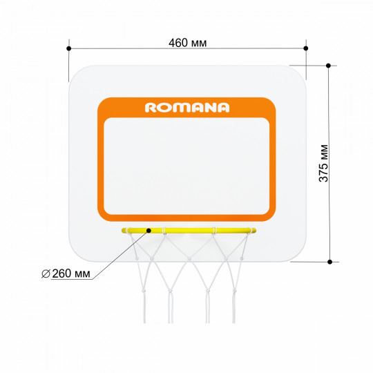 Комплект ROMANA S7(Pastel)+ Dop12 Щит баскетбольный (стандартный)+Dop14 Подвес (серый) + Мягкий щит (Мат) 1000*1500*100, в 3 сложения (серый)